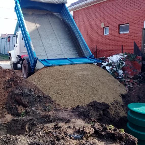 Засыпка газгольдера песком